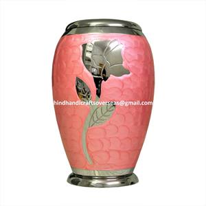 Contenedor de cenizas funerarias para cremación de adultos, de latón, plateado, rosa, esmalte rosa, calidad prémium, restos de cenizas humanos - Product Image 5