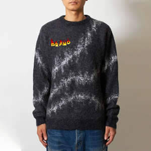 Top quality Custom embroidered logo hip hop Mohair <b>men's</b> Sweaters Fuzzy Pullover Knit Crew Neck Warm baggy <b>man</b> sweater - Product Image 6