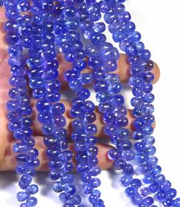 Perles en Tanzanite Bleue Africaine de Haute Qualité, Forme Goutte, Chaîne de 9 Pouces, Pierres Précieuses Naturelles Lisses, Perles Libres 6-9 mm, Collier Pleochroïque - Product Image 1