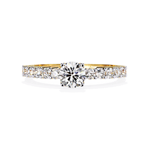 Anillo de Compromiso con Diamante Cultivado en Laboratorio de 0.70 Quilates, Corte Brillante Redondo, en Oro Amarillo con Engaste Pavé, Certificado IGI, Solitario Sheeraj - Product Image 1
