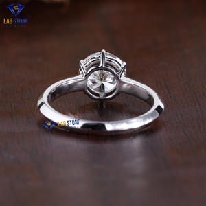 Bague en or blanc avec diamant taillé rond 1.50 TDW par Lab-Stone/Bague élégante avec touche de finition parfaite/couleur EF-VS - Product Image 4