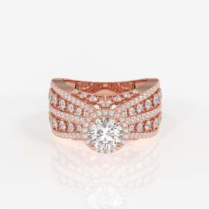 Women's Round Cut Moissanite Diamond <b>Cocktail</b> Sterling Silver <b>Ring</b> - Product Image 6