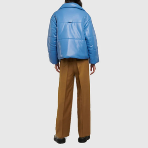 Chaqueta de Invierno Corta para Mujer, Personalizada, de Cuero PU, Acolchada, Informal, Gruesa y Cálida - Product Image 2