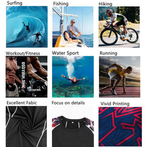Camisas Rash Guard para hombre más vendidas, protección solar UPF 50 +, manga corta, BJJ, entrenamiento, natación, camisa de compresión - Product Image 6