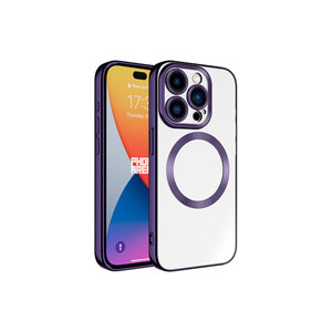 Coque en silicone de luxe série Setro compatible MagSafe pour iPhone 15 Pro Max, violet foncé, avec recharge sans fil - Product Image 1