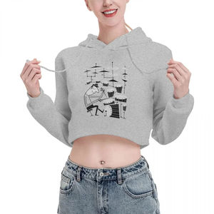 Sudadera recortada a la moda para mujer, diseño superior, sudaderas con capucha para mujer, ropa de calle informal de algodón, sudaderas con hombros caídos - Product Image 1