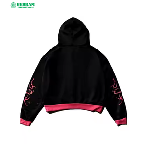 Sweat à capuche zippé imprimé à épaules tombantes coupe classique de haute qualité pour homme en molleton de coton/éponge française respirant et à séchage rapide - Product Image 2