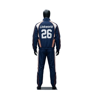 Ensemble de survêtement personnalisé streetwear grande taille hiver, veste zippée unie et pantalon large, coupe-vent en nylon unisexe - Product Image 3