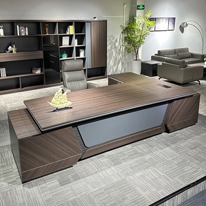 Bureau de direction modulaire moderne en MDF avec casier, couleur marron, mobilier de bureau, rangement, table d'ordinateur, poste de travail pour gestionnaire - Product Image 6