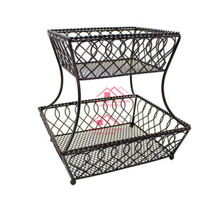 Panier de rangement support collations comptoir 2 niveaux fer Fruits panier support Design attrayant vente chaude fil fruits - Product Image 3