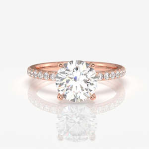 Round Cut Lab Grown Diamond <b>Set</b> in 9k <b>Gold</b> Pave Style <b>Ring</b> - Product Image 6