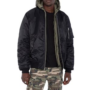 Chaqueta de bombardero informal para hombre de otoño invierno 2025 personalizada, abrigo de lona de alta calidad con mangas largas con capucha - Product Image 1