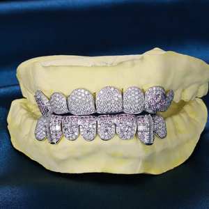 Joyería Corporal Personalizada de Plata de Ley 925, Grillz para Dientes Estilo Hip Hop, Moissanita de Corte Brillante, Chapado en Rodio, Joyería Fina para Hombre - Product Image 1