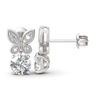 Boucles d'oreilles pendantes Jeulia Butterfly en argent sterling à coupe ronde - Product Image 2