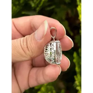 Pendentif en argent 925 avec quartz clair, plaqué or, motif étoile, style religieux, charme en quartz clair orné de cristaux de diamant - Product Image 3