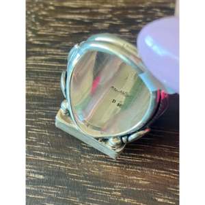 Darrell Morgan Kingman <b>Statement</b> <b>Ring</b> Boho Style Bezel Set Turquoise with Sterling <b>Silver</b> Geometric Cut Size 8.75 Everyday Wear - Product Image 5