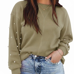 Women's Casual Winter Regular Pullover <b>Sweatshirt</b> Anti-Shrink Unlined Batwing Sleeves O-Neck 100% <b>Embroidery</b> Printed Front - Product Image 6