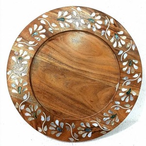 Plateau de service en bois d'acacia exquis avec incrustation complexe de nacre Cadeau idéal pour le Ramadan Eid et décoration de table élégante - Product Image 2