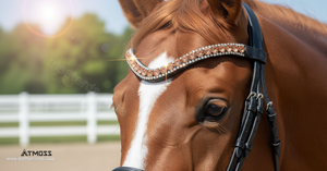 Bande de front en cristal ambré de luxe accessoire de bride de cheval en cuir fait à la main fournisseur de tack équestre - Product Image 5