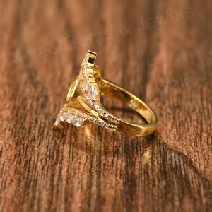 แหวนค็อกเทลควอตซ์มาร์คีสโตส6มม. สีเงินสเตอร์ลิง925 10K โกลด์ชุบทองขี้เถ้านมกระเป๋าเครื่องประดับ - Product Image 3