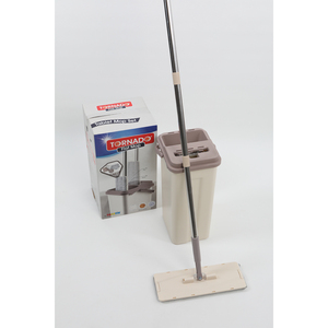 Modern <b>Microfiber</b> Flat <b>Mop</b> Set with Absorbent Bucket System Squeezable Floor Cleaning Tool - Product Image 4