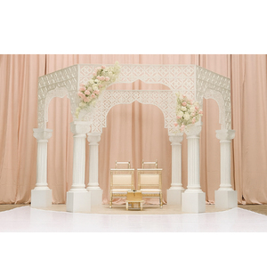 Mandap de inspiración marroquí para bodas indias, conjunto de decoración Mandap de boda india de EE. UU., Blanco moderno, Maharani Mandap, precio de fábrica - Product Image 1