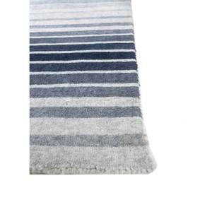 Alfombra de Lana Hecha a Mano Contour Blue, Diseño Clásico a Rayas, Rectangular, para Sala de Estar, Uso Doméstico, Alfombra de Viscosa para Pasillo, Modelo Hwl-131 - Product Image 4