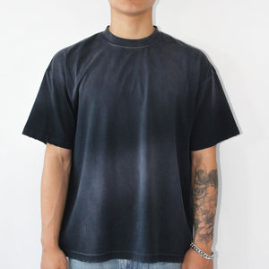 T-shirts personnalisés pour hommes lavés à l'acide et délavés au soleil 100% coton Streetwear vierge poids lourd vieilli surdimensionné T-shirts Boxy Fit pour hommes - Product Image 6