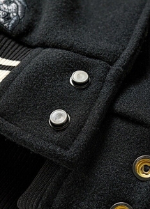 Chaqueta con letras y mangas de cuero de cuerpo de lana personalizada de alta calidad con bordado de chenilla chaquetas universitarias para mujer - Product Image 3