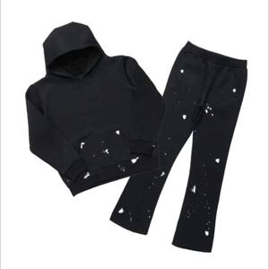 Conjunto de dos piezas de chándal apilado para niños de moda para niños y niñas, Ideal para deportes, trajes de chándal informales y de uso diario - Product Image 1