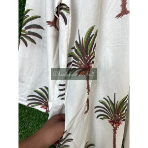 Femmes grande taille coton robe col en v décontracté tuniques amples palmier imprimé chemise d'été pour Vogue Style plage porter gland moderne - Product Image 4