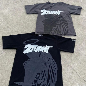 2024เสื้อยืดผู้ชายโอเวอร์ไซส์กราฟิกโอเวอร์ไซส์ผ้าฝ้าย100% เฮฟวีเวตไซส์พลัสไซส์พิมพ์ลายความทุกข์ - Product Image 5