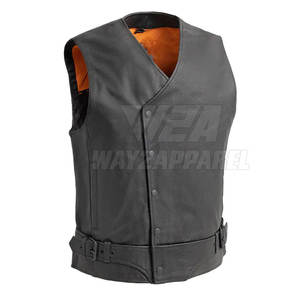 Chaleco de cuero de moto resistente para hombres hecho a medida con chaleco de cuero de moto de carreras ajustable - Product Image 3