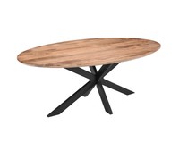 Table à manger élégante et durable 180 Mango Rough Collection, meubles de maison ovales en métal pour entrepôt de ferme, salle à manger, hôtel