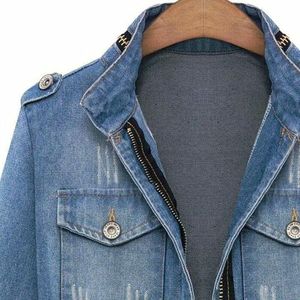 Ride in Style Chaqueta vaquera para mujer para motocicleta Edgy Elegance Classic Denim Biker Jacket Timeless Attitude Chaqueta vaquera duradera - Product Image 2