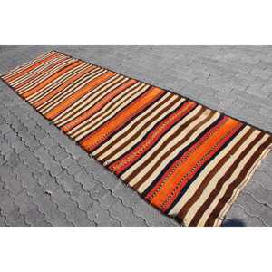 Alfombra turca de 3.3x11.7 pies, alfombra vintage tipo pasillo, alfombra con diseño de plantas y árboles marrones - Product Image 2