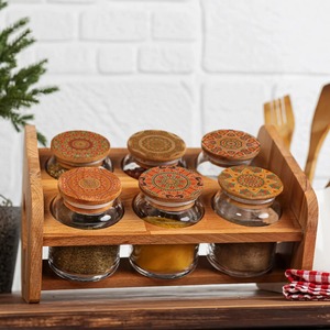 Recién llegado, estante de madera para especias, caja de vidrio para especias, estantes de almacenamiento, estantería, soporte de almacenamiento solo para exportación - Product Image 5