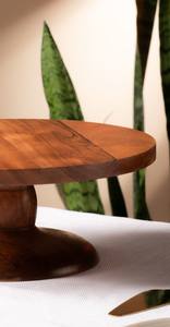 Soporte Moderno de Madera para Tartas, Base de Cúpula Lisa, Madera de Acacia Natural Hecha a Mano, Ecológico, Exhibidor de Postres para Fiestas y Hogar - Product Image 6