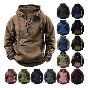 Jersey Retro con cordones para hombre, sudadera táctica para gimnasio, chaqueta holgada, sudadera de carga atlética, fabricante personalizado para invierno - Product Image 3