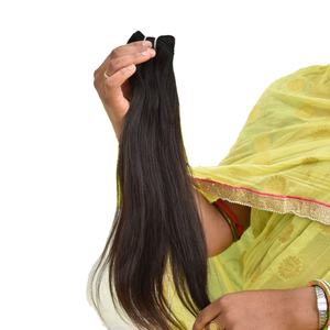 Máquina 100% Doble Trama Natural Recta Virgen Templo Indio Extensiones de cabello humano Sin procesar Color negro Onda Curl Estilos - Product Image 1