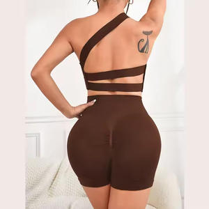 Conjuntos de ropa deportiva de 2 piezas con logotipo personalizado para mujer, traje de Yoga de talla grande con bolsillos, ropa deportiva de entrenamiento transpirable de secado rápido para gimnasio - Product Image 4