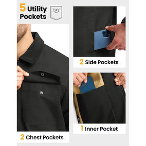 แจ็กเก็ตผ้าใบน้ำหนักเบาสำหรับผู้ชายแจ็กเก็ตผู้ชายระบายอากาศได้ดีเสื้อกันลมผ้าฝ้ายแคนวาสสำหรับฤดูหนาว - Product Image 3