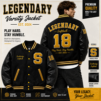 Jaket Varsity Wol Hitam Kustom Pria Lengan Kulit Tekstur 3D Jaket Letterman Bordir Chenille Jaket Baseball Pabrik OEM