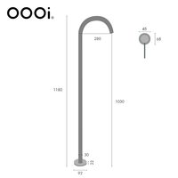 Système de douche mural apparent 3 fonctions avec pommeau de douche pluie, douchette à main ronde et bec de bain, mitigeur non thermostatique