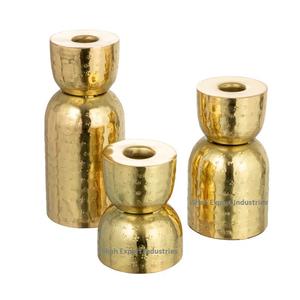 Hammered Design Metal Decorative <b>Pillar</b> <b>Candle</b> Holder <b>Gold</b> Plated for Home and Wedding Decorative <b>Candle</b> Stand - Product Image 5