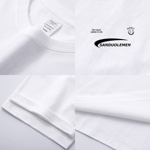 เสื้อยืดคอกลมผ้าฝ้ายสำหรับผู้ชายแขนสั้นพิมพ์ลายตัวอักษรสำหรับฤดูใบไม้ผลิฤดูร้อน100% - Product Image 3