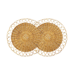 Diseño único TEJIDO RATTAN PLACEMATS Posavasos Ideal para cenas, picnics y ocasiones especiales Decoración para colgar en la pared - Product Image 1