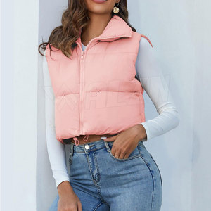 Venta al por mayor de suministro directo de fábrica Venta en línea Crop Top Puffer Vest Diseño de logotipo personalizado Crop Top Puffer Fashion Vest - Product Image 5