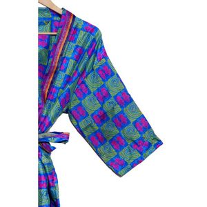 Fait à la main 100% Floral soie Kimono Robe pour les femmes Vintage recyclé vêtements de nuit thermique été automne printemps maison/hôtel utilisation - Product Image 5