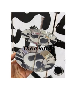 Hammered Stainless Steel And Wood <b>3</b> <b>Tier</b> <b>Cake</b> <b>Stand</b> Bestest Design Dessert Server For Wedding And Party Use - Product Image 5